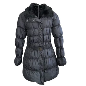 Abrigo acolchado largo negro Express Down para mujer talla pequeña - Imagen 1 de 9