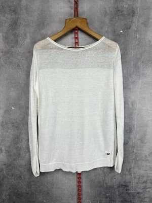 Blusa Pullover LORO PIANA Lujo Blanco Lino Semi Transparente Top Ligero Talla M Foto 1 de 4