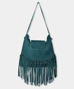 Joe Browns Women's Boho Tassel Trim Premium Suede Shoulder Bag, Green - Picture 1 of 3