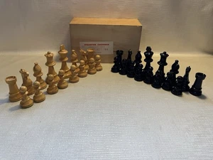 Staunton Chess Set 3.5in King Boxwood & Ebonised  Boxed (M) - Picture 1 of 9