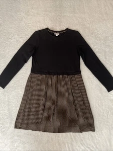 Vestido J. Jill Cuadros Talla S Bolsillo Mixto Negro Fluido Cuadros Manga Larga - Imagen 1 de 10