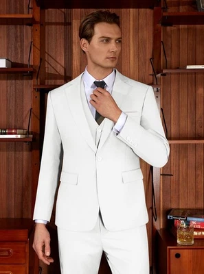 Para hombres Calce Ajustado 3 Piezas Traje Un Botón Blazer Chaleco Pantalones Boda Negocios Esmoquin Foto 1 de 4