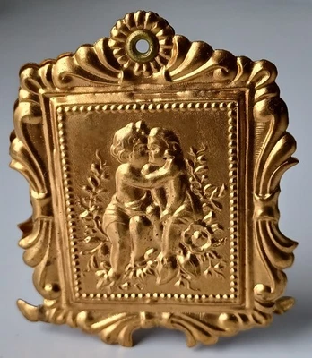 Civil War Era Tintype Locket Frame With Original Gem Tintype Pressed Brass Fancy - Image 1 of 4