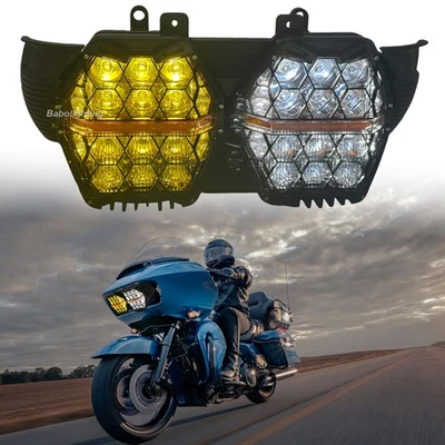 Faro doble LED PUNTO DRL haz alto/bajo para Harley Davidson Road Glide 2015-2023 Foto 1 de 4