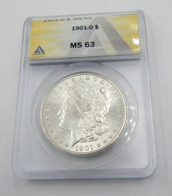Dólar de plata Morgan 1901 S EE. UU. $1 Anacs como nuevo 63 (222) Foto 1 de 3