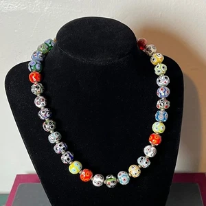 Vintage venezianische Lampwork Glas bunte Perlen Handarbeit Halskette 17,5" L - Bild 1 von 7