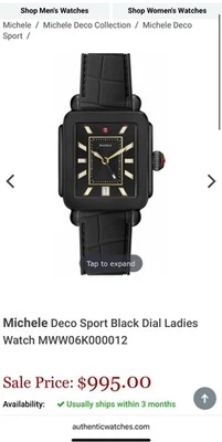 Reloj Michele Deco deportivo esfera negra para dama - Modelo MWW06K000012 Foto 1 de 3