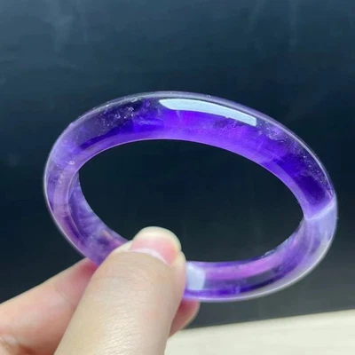 Brazalete Brazalete 56,5 mm Natural Sueño Púrpura Amatista y Cristal Ágata Hecho a Mano Foto 1 de 4