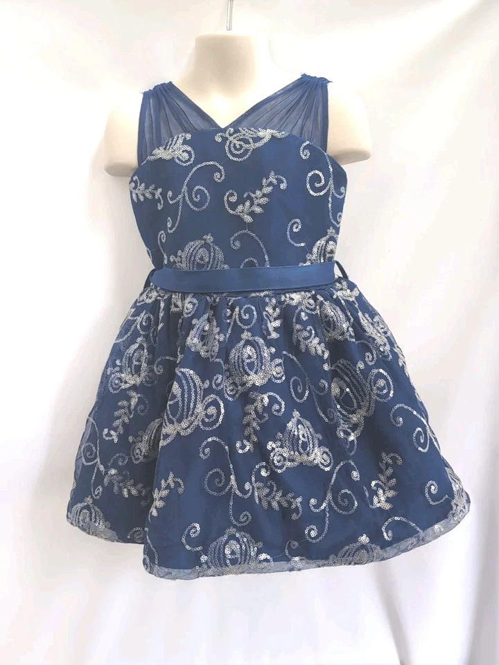 Vestido prata azul princesa Cinderela parques da Disney glitter carruagem infantil tamanho 3 - Imagem 1 de 4