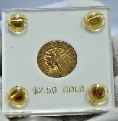 1914 D US 2 1/2 Indian Gold Piece XF+ in Capital Plastic Case - Image 1 of 2