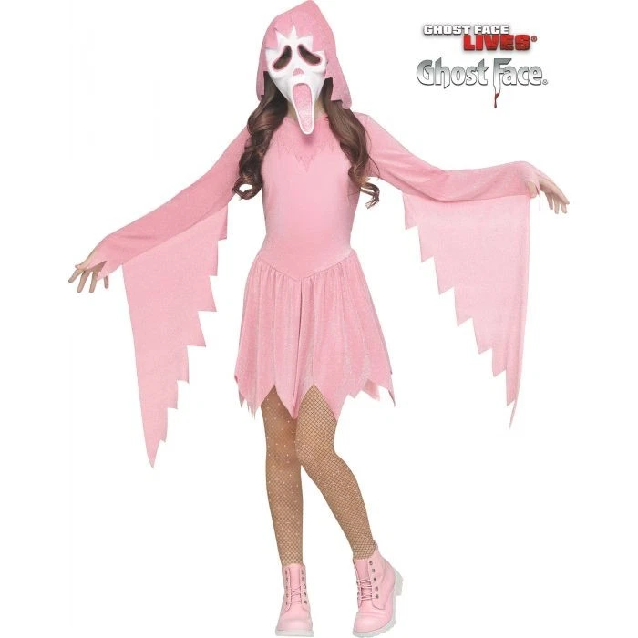 Fun World Scream Ghost Face Pastel Pink Shimmer Child Girl Costume + Mask - Image 1 of 1