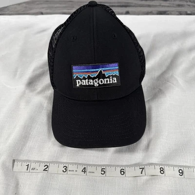 Patagonia Sombrero Gorra Snap Back Para Hombres Malla Negra Camionero Logo Parche Aire Libre Caminata Campamento Foto 1 de 4
