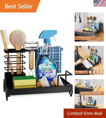 不锈钢厨房水槽收纳盒带排水盘 — 第 1/4 张图片