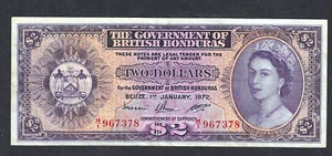 1972 BRITISH HONDURAS $2 ~ P-29c ~ QUEEN ELIZABETH ~ NICE CRISPY EXTREMELY FINE - Picture 1 of 2