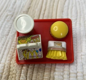 VTG BARBIE DOLL McDONALDS MINIATURE HAPPY MEAL TRAY FOOD ARM CLIP UNDERNEATH RED - Picture 1 of 7