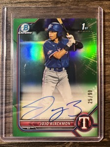 JOJO BLACKMON 2022 BOWMAN CHROME 1ST GREEN REFRACTOR AUTO SP RC 25/99
