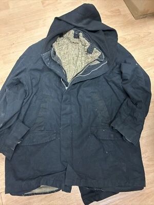 Slab By Rick Owens  Men's DENIM Jacket Jeans black size Large worm  ZIP UP hoode - image 1 of 4