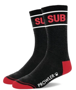 PROWLER FETISH CREW SUB SOCKS BLACK COTTON SLOGAN SUB SOCKS GAY FETISH SOCKS - Picture 1 of 3