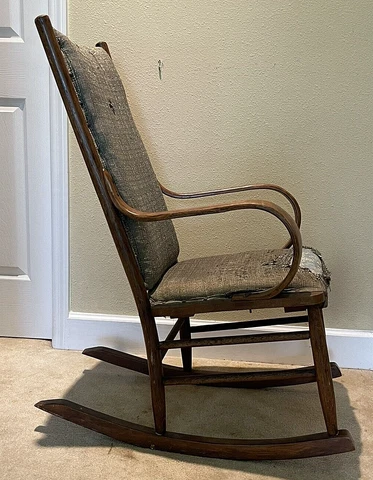 Antique Walnut Rocking Chair. Bentwood arms Cover