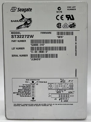 SEAGATE ST32272W BARRACUDA 4XL 2.26GB 7.2K ULTRA WIDE SCSI 68-PIN 3.5'' DRIVE - Image 1 of 2