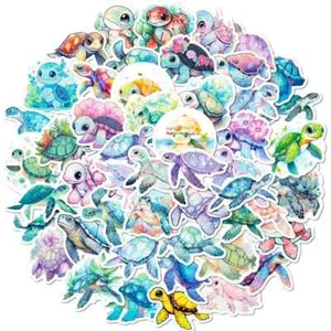 50pc Cute Sea Turtle Stickers Pack Lot Laptop, Phone Case, Scrapbook, Journaling - Picture 1 of 3