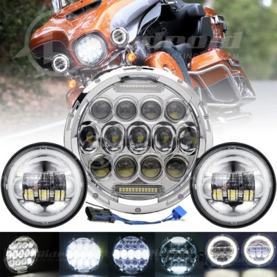 7inch LED Headlight + 4.5" Fog Passing For Harley Road King Street Glide - Image 1 of 4
