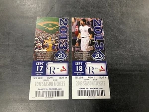 Rockies 2013 ticket stub 9/17/13-9/18/13 vs cardenales - Imagen 1 de 3