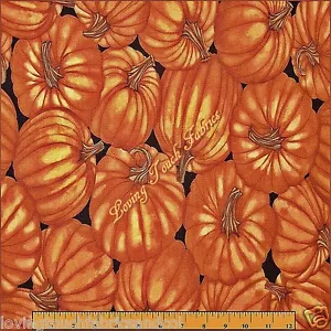 TIMELESS TREASURES "HARVEST #C1161" FALL LARGE PUMPKINS FABRIC PER 1/2 YARD - Picture 1 of 1