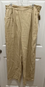 NWT CP Shades Pants Size XL Khaki TanTess Pull on Linen Wide Leg Pocket Solid - Picture 1 of 6