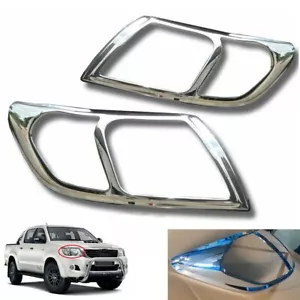 Ajuste Toyota Hilux 2011-2016 CROMADO CABEZAL DE LUZ CUBIERTAS ADORNOS ENVOLVENTES - Imagen 1 de 10