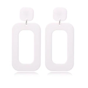 Boho Elegant Retro Simple Acrylic White Geometric Square Hollow Earrings for Wo - Picture 1 of 6