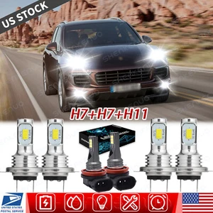 For Porsche Cayenne 2004-2014 6000k Front LED Headlight Hi&Low + Fog Light Bulbs - Picture 1 of 12