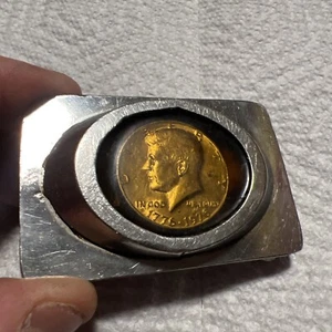 Vintage Homemade 1976 Coin Collector JFK Half Dollar Custom Belt Buckle 1970’s - Picture 1 of 20