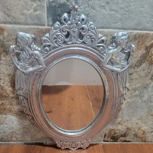 Espejo ovalado vintage decorativo de metal aluminio con figura para damas - Imagen 1 de 14
