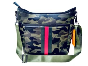 Haute Shore Premium Collection Blake Camoflauge Red Black Stripe Crossbody Bag - Picture 1 of 23