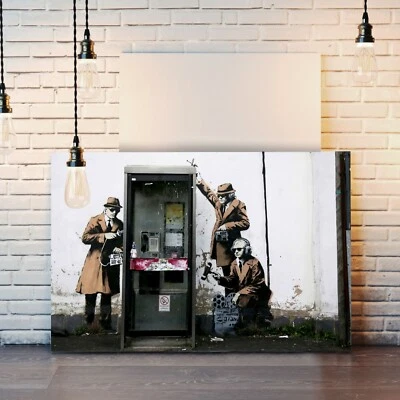 BANKSY CANVAS STREET WALL ART PRINT GRAFFITI ARTWORK  SPIES - Image 1 of 4
