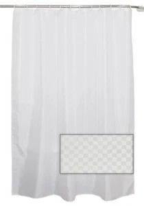 Cortina de ducha textil aprox. 180x200 cm uni blanco a cuadros ojales cortina incl. 12 anillos - Imagen 1 de 3