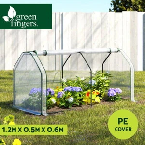 Green Fingers Mini Greenhouse PE Cover Green House Zippered Door 1.2x0.5x0.6M - Picture 1 of 8