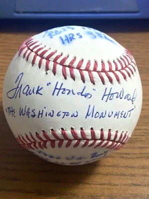 FRANK "HONDO" HOWARD 5 SIGNED AUTOGRAPHED OML BASEBALL!  Senators!  STAT BALL! - Image 1 of 4