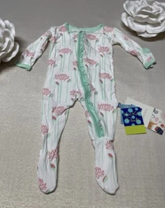 KicKee Pants Natural Lotus Flower Classic Ruffle Footie with Zipper - Picture 1 of 8
