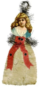 Victorian Christmas tree ornament paper scrap glitter garland fabric - Picture 1 of 5