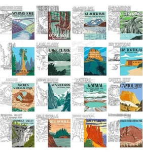 Pre-Drawn Canvas to Paint for Adults, 8 x 10 Inch, 16 Pack National Parks, New - Picture 1 of 7