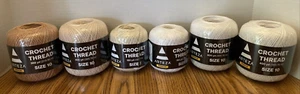 Arteza Premium Crochet Thread Set, 6 Pack - Size 10 & Size 3 Beige Tan Off White - Picture 1 of 6