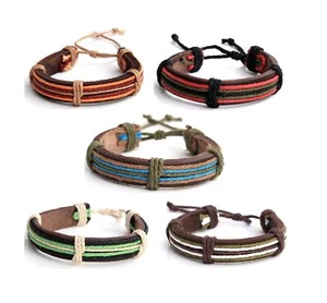 Surferarmband, Lederarmband, Armband aus Leder und Baumwollbänder - Bild 1 von 6