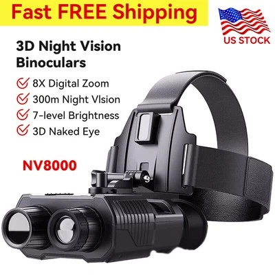 3D 1080P 4K Night Vision Binoculars Infrared Head Mounted Goggles NV8000 USA - Image 1 of 4