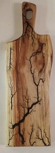 Kleines Wurstwarenbrett mit Lichtenberg Fractal Burns Käsebrett Display - Bild 1 von 7