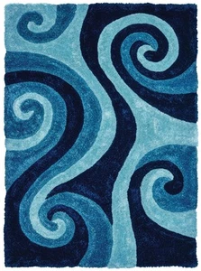 Blue Whirls Swirls Loops Wavy Circles Door Mat 2100 21560 - Aprx 1' 10" x 3' - Picture 1 of 2