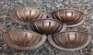Menge 5 Messing Schubladengriffe Shell Cup Stil Türgriffe Ziehen 3,5" lang 3" CC - Bild 1 von 6