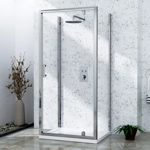 Polished Chrome Pivot Door 3-Sided Shower Enclosure Walk In Cubicle Side Panel - Picture 1 of 130