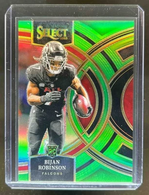 2023 Select Bijan Robinson RC Neon Green Prizm Premier #25/49 Falcons - Image 1 of 2
